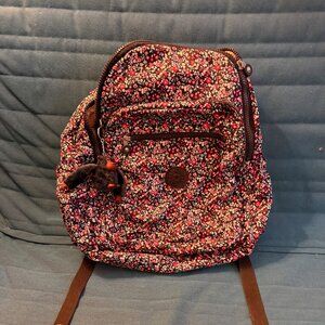 Kipling Floral Large Backpack with Original Chimp - Excellent Condition